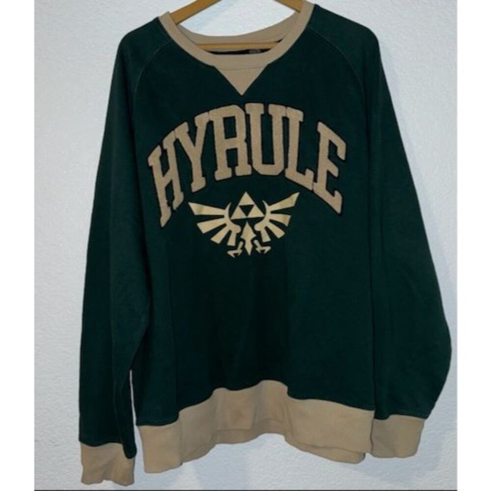 The Legend Of Zelda Sweatshirt Mens XL Green Hyrule Crewneck Pullover Nintendo